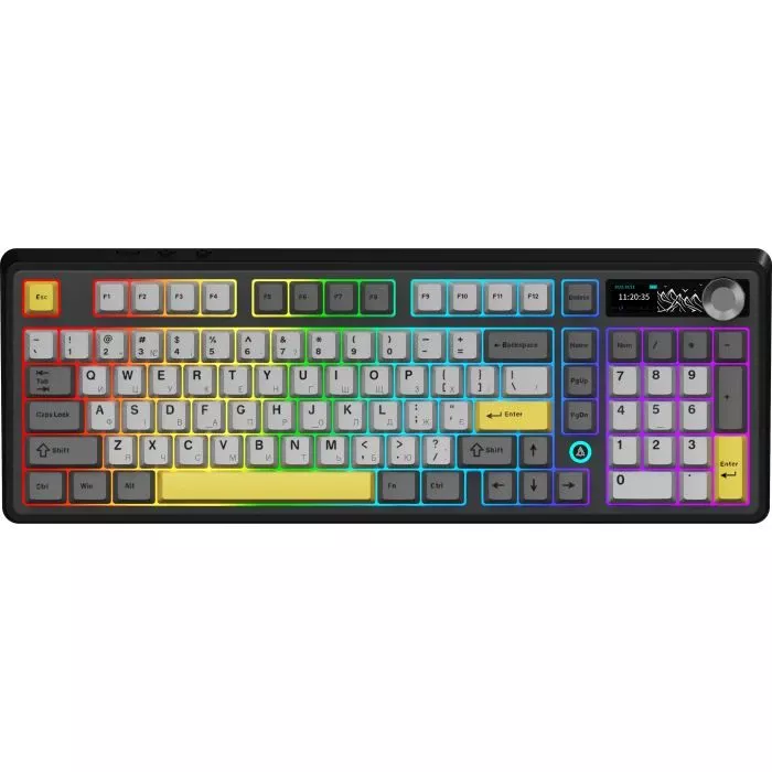 Клавиатура а Ajazz AK980 V2 Gift Switch V2 Wireless/Bluetooth/USB UA Black/Grey/Yellow (AK980-V2-G-BGY) (UA)