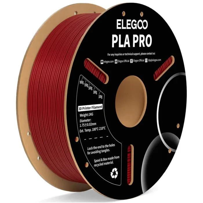 Пластик для 3D-принтера ELEGOO PLA PRO 1кг, 1.75мм, червоний бордо (50.203.0190) (UA)