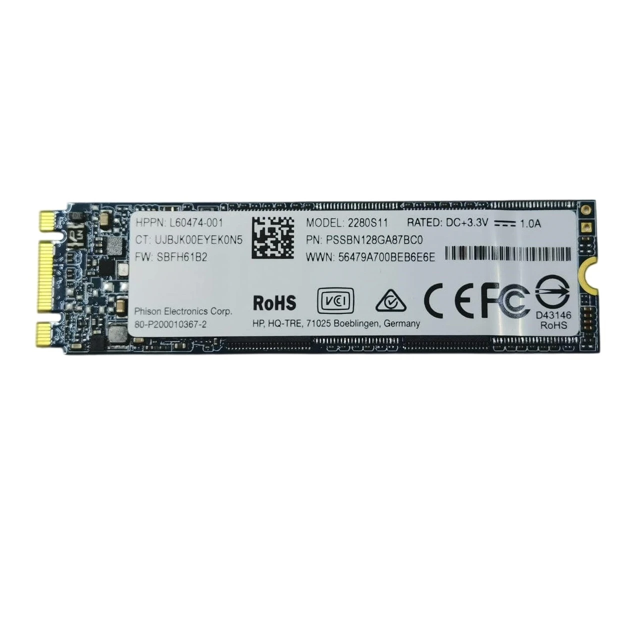 SSD диск 128GB HP M.2 2280 SATAIII TLC (2280S11/PSSBN128GA87BCO) (UA)