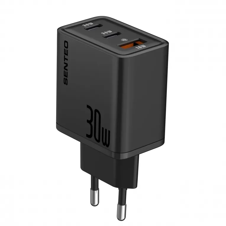 Мережевий зарядний пристрій SENTEO Z-17 USB + 2USB-C 3A GaN PD 30W Black