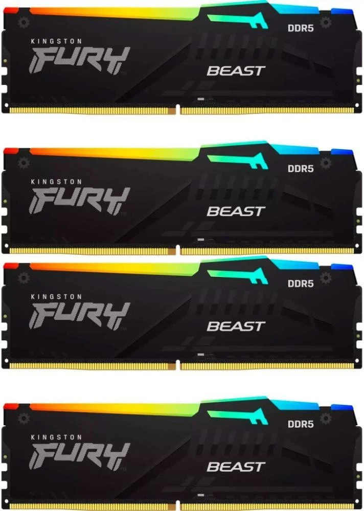 Оперативная память Kingston FURY 128 GB (4x32GB) DDR5 5600 MHz Beast RGB (KF556C40BBAK4-128)