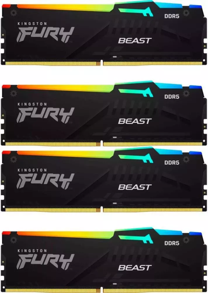 Оперативная память Kingston FURY 128 GB (4x32GB) DDR5 5600 MHz Beast RGB (KF556C40BBAK4-128)