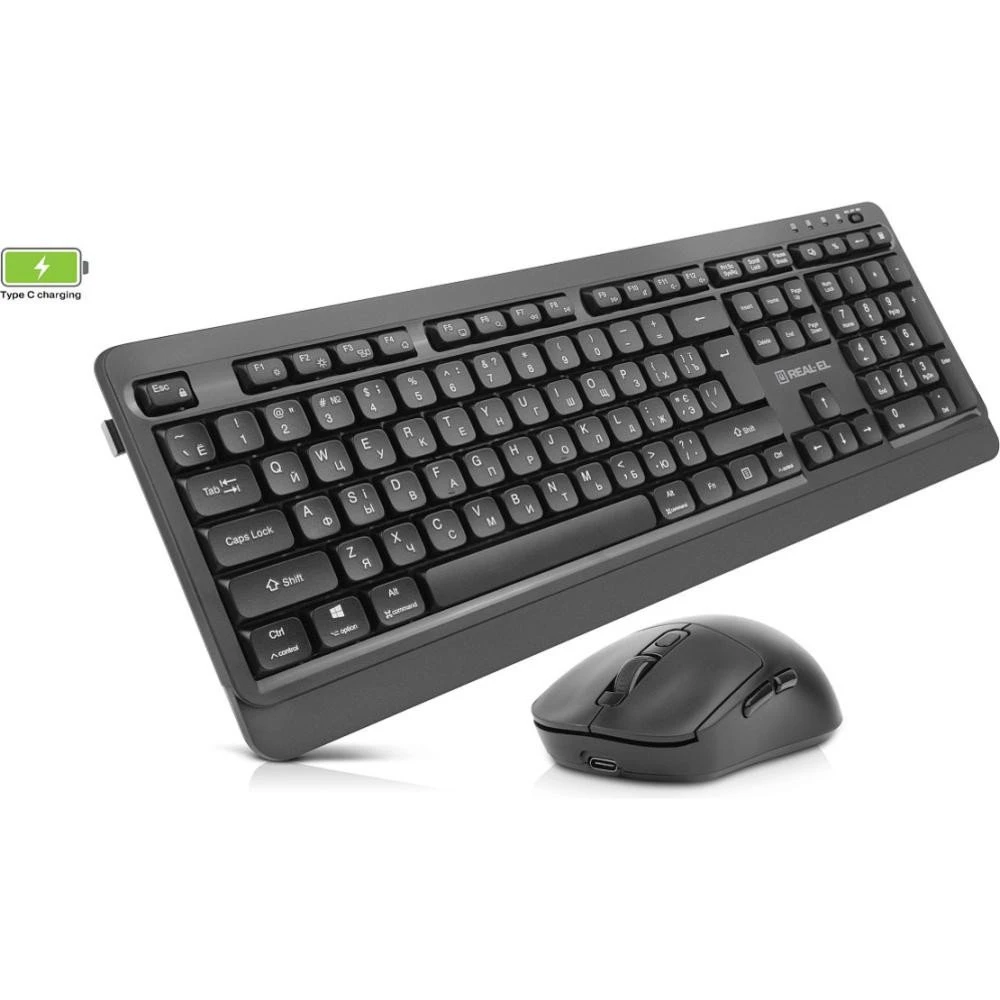 Клавиатура REAL-EL KIT-555W Wireless Black (EL123100056) (UA)