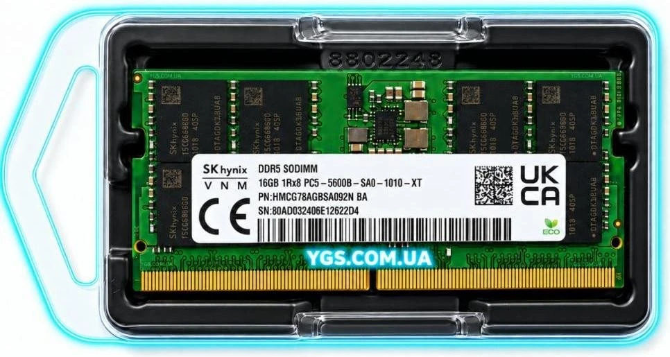 Оперативная память SK hynix 16 GB SO-DIMM DDR5 5600 MHz (HMCG78AGBSA092N)