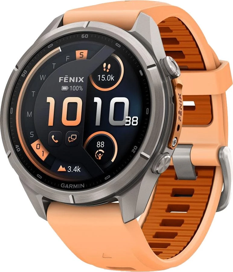 Смарт-часы Garmin Fenix 9 Pro inReach 43mm Titanium with Shell Pink/Autumn Orange Silicone Band (010-04335-00/01)