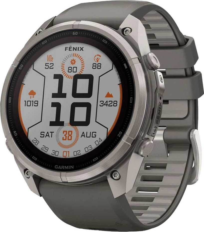 Смарт-годинники Garmin Fenix 9 Pro Solar 51mm Titanium з ремінцем з силікону Pebble Gray/Silver Gray (010-04339-05/06)