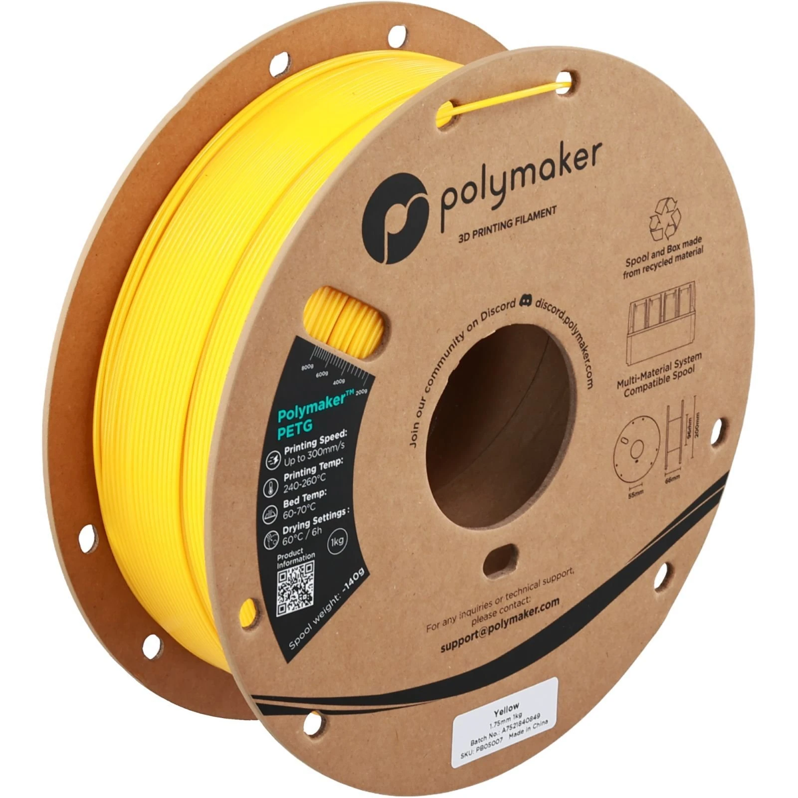 Пластик для 3D-принтера Polymaker PETG 1,75mm 1kg YELLOW (PB05007) (RU)