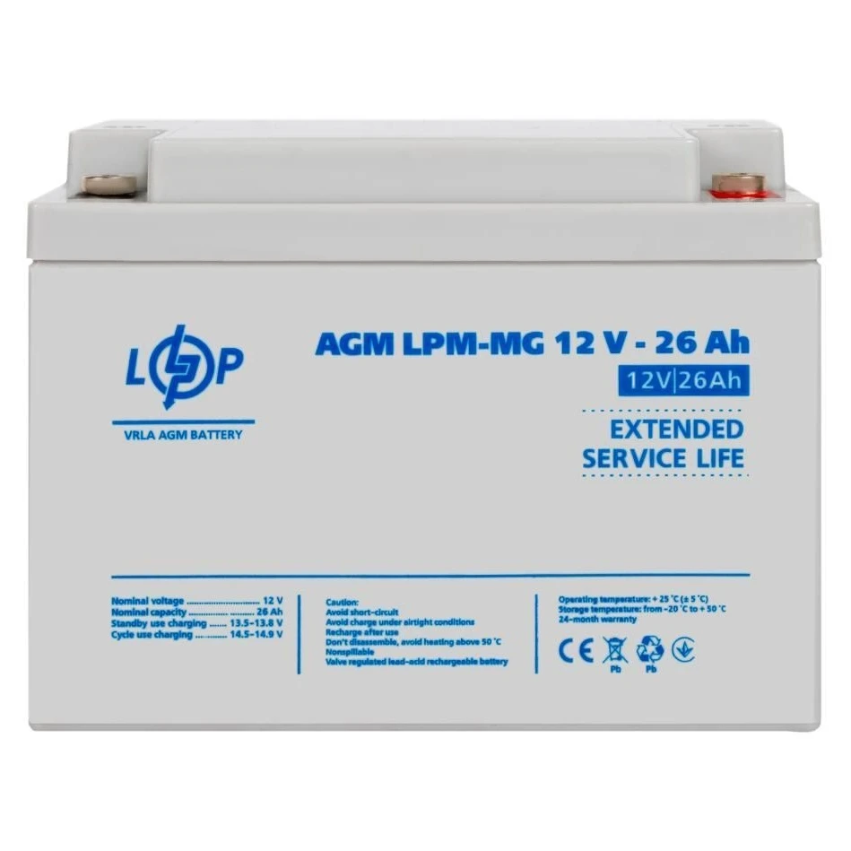 Батарея для ДБЖ LogicPower LPM MG 12В 26Ач (37336) (UA)