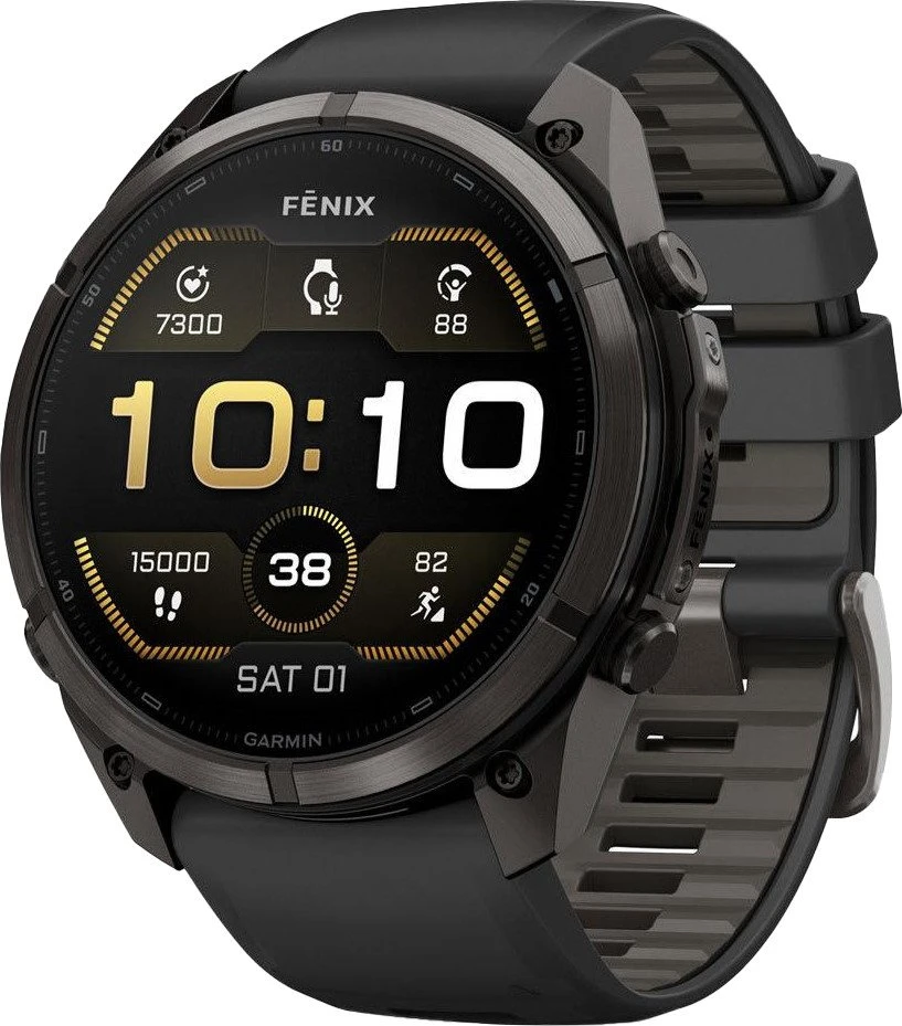 Смарт-годинники Garmin Fenix 9 Pro 51mm Carbon Gray DLC Titanium з чорним/гальковим силіконовим ремінцем (010-04337-15/16)