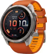 Смарт-годинники Garmin Fenix 9 Pro inReach 51 мм Титан з осіннім оранжевим/іскристо-оранжевим силіконовим ремінцем (010-04337-00/01)