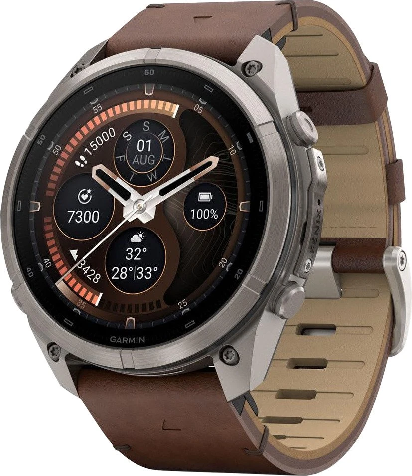 Смарт-часы Garmin Fenix 9 Pro inReach 51mm Titanium with Walnut Leather Band (010-04337-40/41)