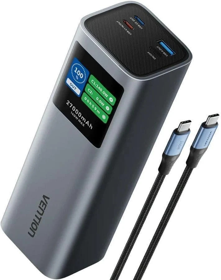 Мобільна батарея Vention 27000mAh 140W Gray (FKEH0) (UA)