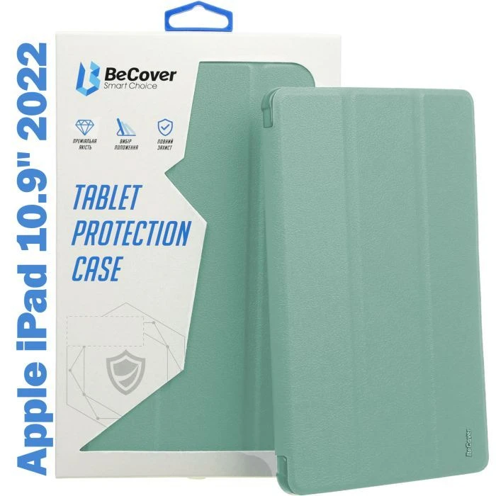 Чохол для планшета BeCover Tri Fold Soft TPU mount Apple Pencil Apple iPad 10.9 2022/24/11 2025 Темно-зелений (708460) (UA)