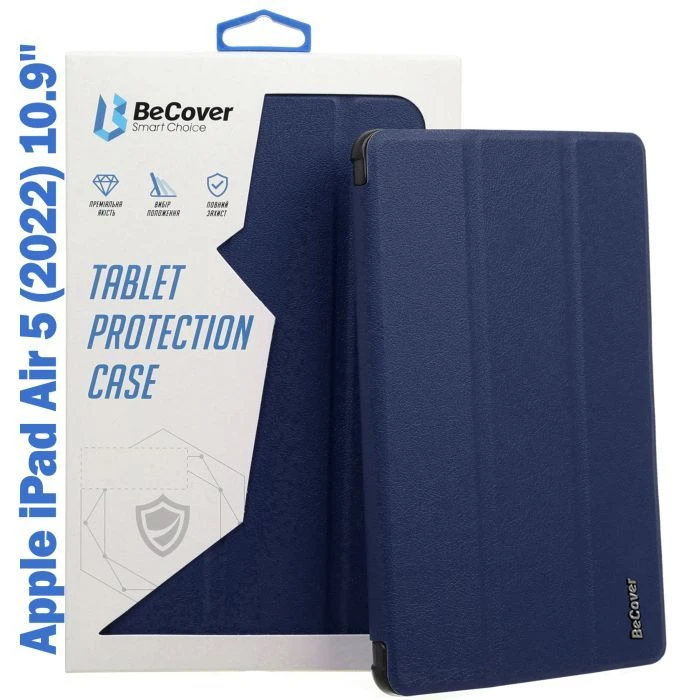 Чехол для планшета BeCover Tri Fold Soft TPU mount Apple Pencil Apple iPad Air 5 (2022) 10.9 Deep Blue (708454) (UA)