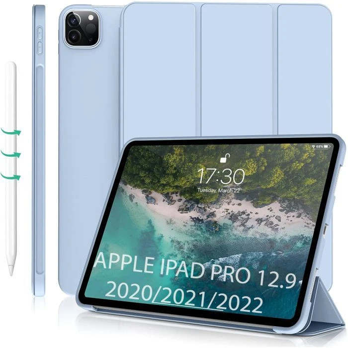 Чохол для планшета BeCover Tri Fold Soft TPU Silicone Apple iPad Pro 12.9 2020/2021/2022 Light Blue (711737) (UA)