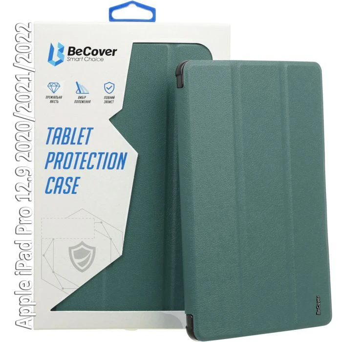 Чехол для планшета BeCover Tri Fold Soft TPU Silicone Apple iPad Pro 12.9 2020/2021/2022 Dark Green (709713) (UA)