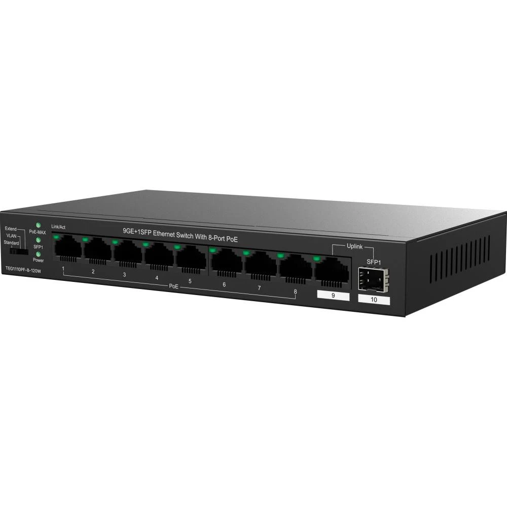 Комутатор неуправлюваний Tenda TEG1110PF-8-120W (UA)