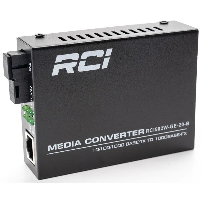 Медіаконвертор RCI 1G, 20km, SC, RJ45, Tx 1550nm standart size metal case (RCI502W-GE-20-B) (UA)
