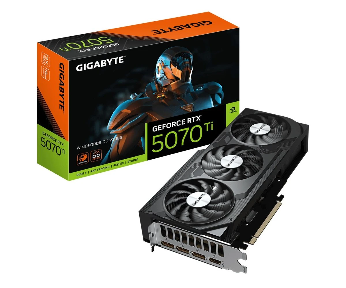 Відеокарта Gigabyte GeForce RTX 5070 Ti Windforce OC V2 16GB GDDR7 DLSS4 (GV-N507TWF3OCV2-16GD) EU