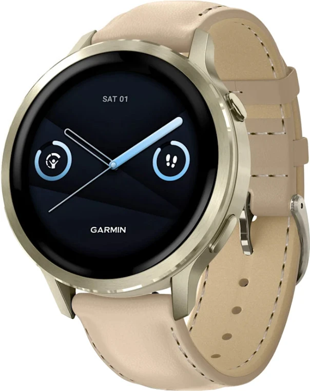 Смарт-часы Garmin Venu 4 41 mm Lunar Gold with Light Sand Leather Band (010-03013-03) (UA)