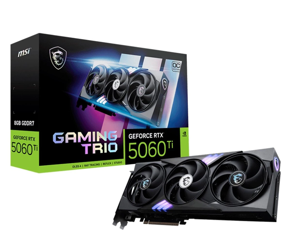 Видеокарта MSI GeForce RTX 5060 Ti Gaming Trio OC 8GB GDDR7 DLSS4 (5060 Ti 8G GAMING TRIO OC) EU
