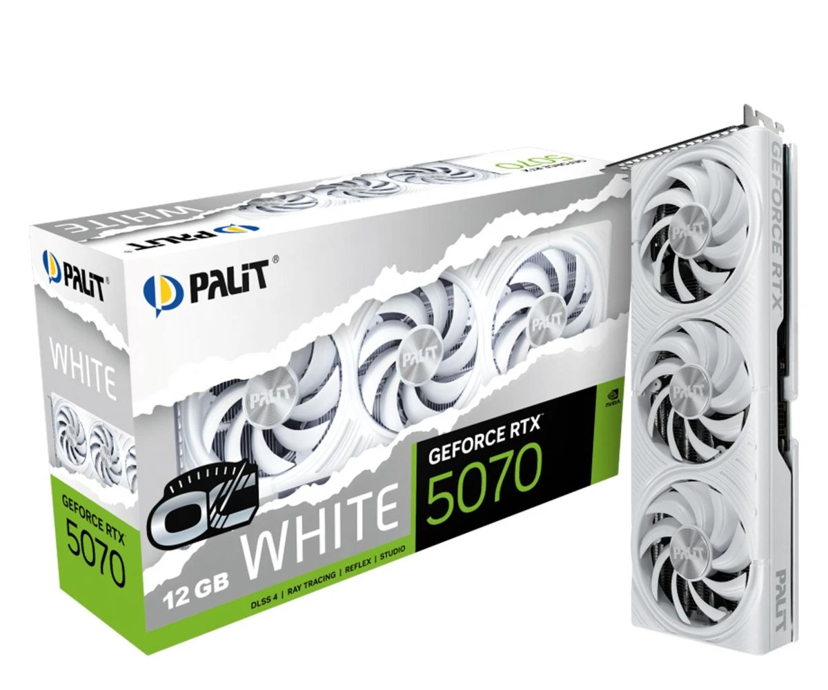 Видеокарта Palit GeForce RTX5070 White OC 12GB GDDR7 DLSS4 (NE75070U19K9-GB2050W) EU