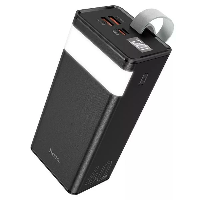 Мобильная батарея HOCO 40000mAh Powermaster PD/20W, QC/22.5W, Lamp, Black (J86 / 714737) (UA)