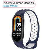 Ремінець для фітнес браслета BeCover Vents Style для Xiaomi Mi Smart Band 10 Blue-White (713632) (UA)
