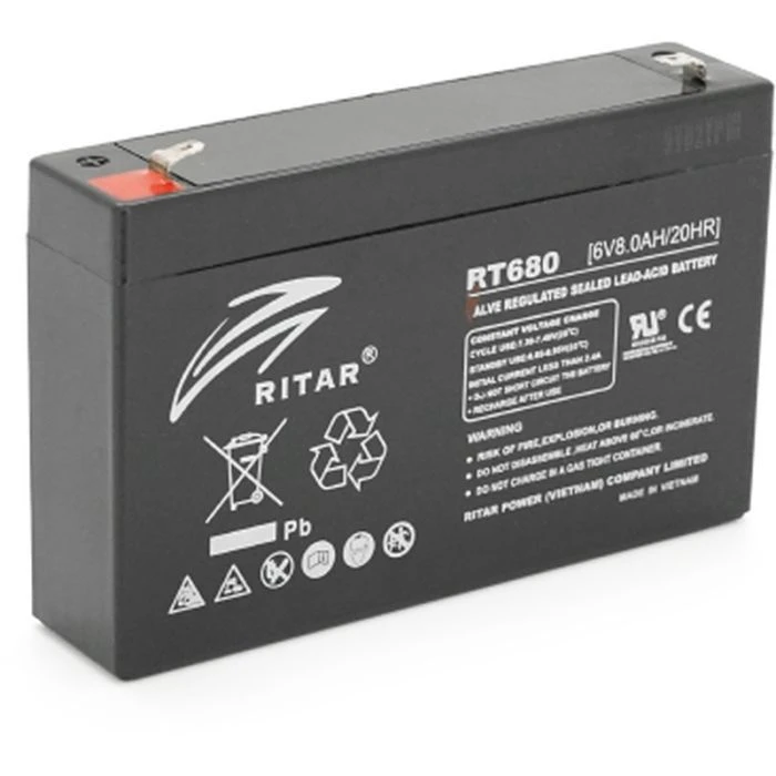 Акумуляторна батарея Ritar AGM RT680G, 6V-8Ah (RT680G) (UA)