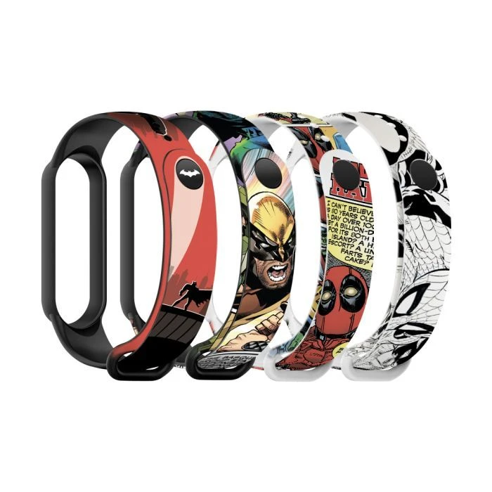 Ремінець для фітнес браслета Armorstandart комплект 4шт Xiaomi Mi Band 7/6/5 Superhero (ARM59728) (UA)