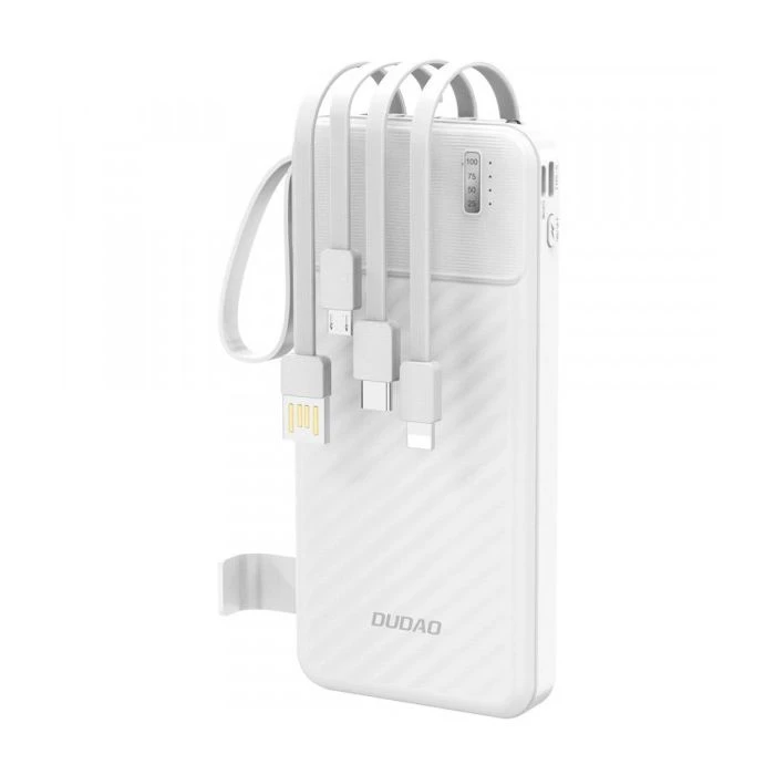 Мобильная батарея Dudao 10000mAh K11 10W, USB-A, USB-C, microUSB, with USB-A/USB-C/Lightning/MicroUSB cables White (6977196681860) (UA)