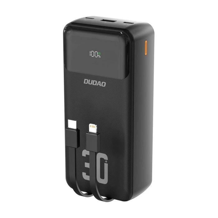 Мобільна батарея Dudao 30000mAh K15 MAX 22.5W, PD, QC, USB-A, Lightning, USB-C(In/Out), with USB-C/Lightning cables (6977196682478) (UA)