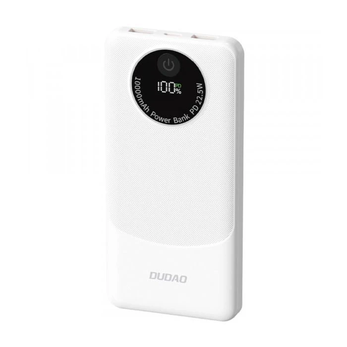 Мобільна батарея Dudao 10000mAh K12 22.5W, PD, QC, 2*USB-A, USB-C(In/Out), White (6976625333875) (UA)