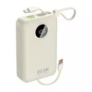 Dudao 20000mAh K14+ 22.5W, PD, QC, USB-A, USB-C(In/Out), with built-in USB-C/Lightning cables, White (6977196680023) (UA)