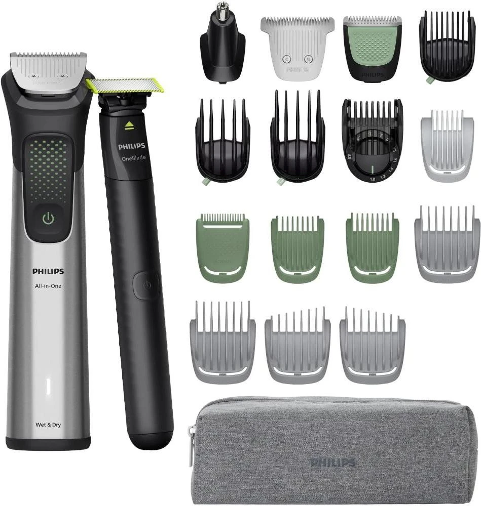 Машинка для стрижки + Триммер для тіла (бодігрумер) Philips Series 9000 MG9558/15 Gray