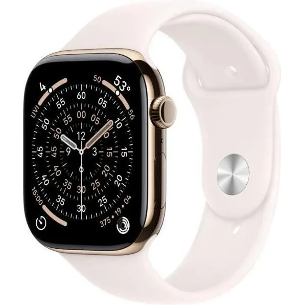 Часы Apple Watch Series 11 GPS + Cellular 46mm Gold Titanium Case w. Light Blush Sport Band - S/M (MFD54)