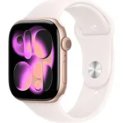 Apple Watch Series 11 GPS + Cellular 46mm Rose Gold Alu. Case w. Light Blush Sport Band - S/M (MFCG4)