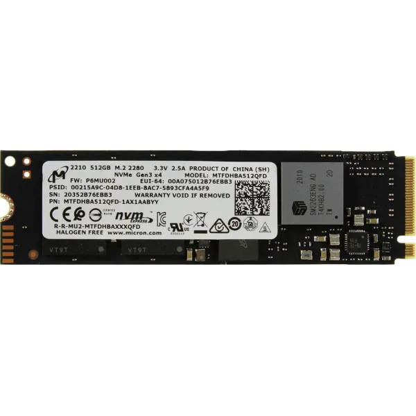 SSD диск SSD Micron 2210 512Gb NVMe PCIe M.2 2280 (MTFDHBA512QFD) OEM