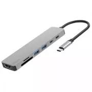 Type-C-Хаб Proove Iron Link 7 in 1 (2*Type-C + 2*USB3.0 + HDMI + SD/TF) (silver) (HBIL00222004)