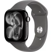 Apple Watch 11 GPS 46mm Jet Black Aluminum Case with Stone Grey Sport Band M/L (MEW84+MXLY3)