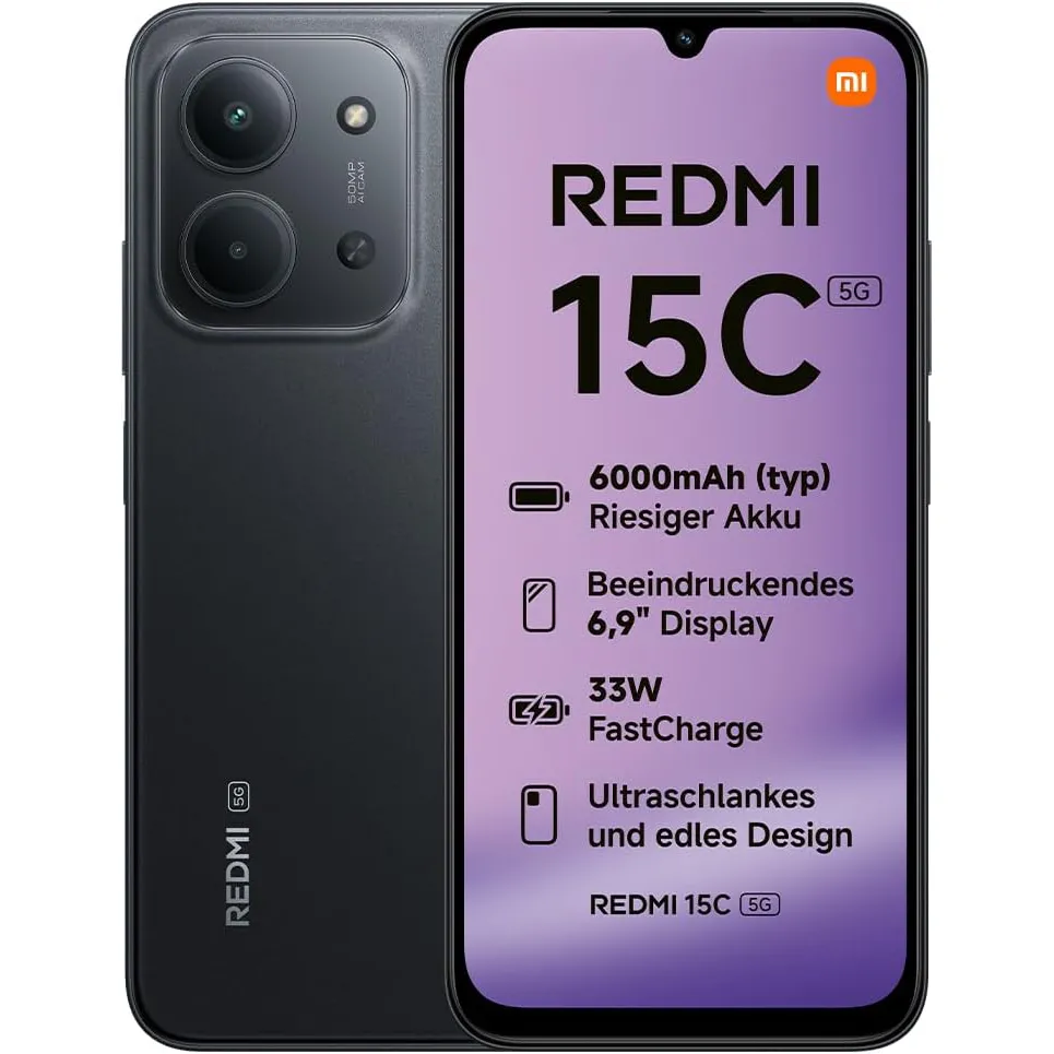 Телефон Xiaomi Redmi 15C 5G 4/128GB Midnight Black Europe