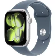 Apple Watch Series 11 GPS 46mm Silver Aluminium Case with Storm Blue Sport Band M/L (MEWC4+MT3R3)