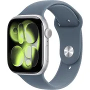 Apple Watch Series 11 GPS 46mm Silver Aluminium Case with Storm Blue Sport Band S/M (MEWC4+MT3Q3)