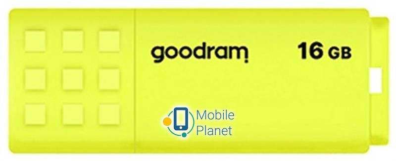 16GB GOODRAM UME2 Yellow (UME2-0160Y0R11) Объем памяти: 8 ГБ; Скорость
