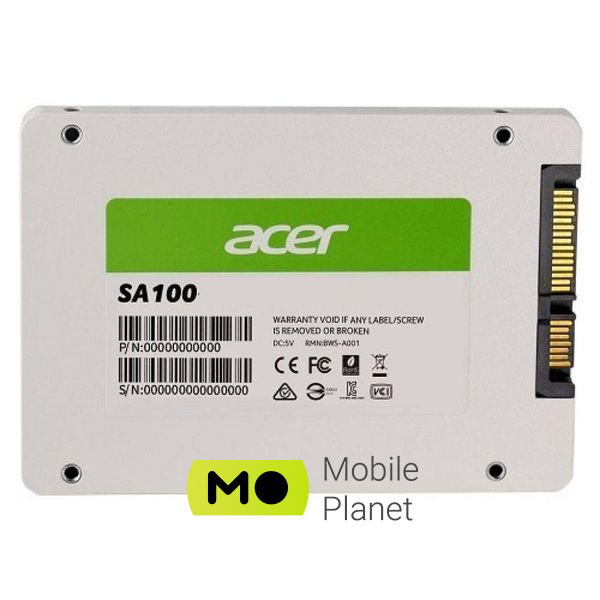 2.5 1.92TB Acer (SA100-1920GB) (UA) Тип накопичувача: внутрішній;