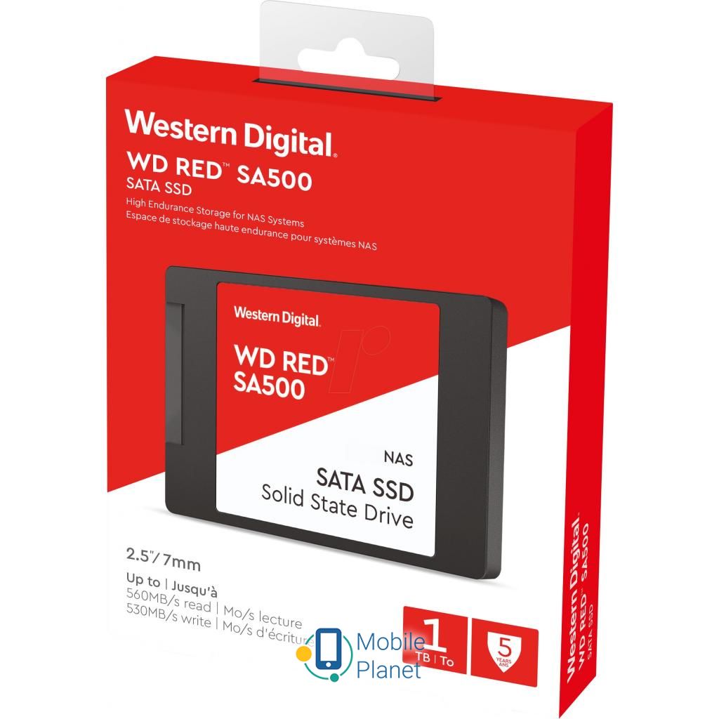 2.5 1TB Western Digital Red SA500 NAS SATA SSD (WDS100T1R0A) (UA) Тип: внутренний; Объём памяти: 1
