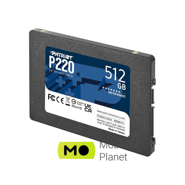 2.5 512GB Patriot (P220S512G25) (UA) Тип накопичувача: внутрішній;