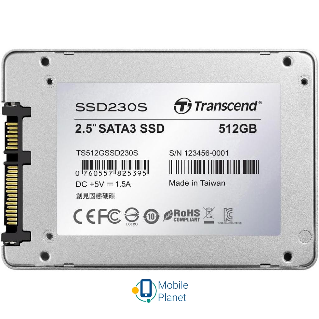 2.5 512GB Transcend (TS512GSSD230S) (UA) Назначение: для компьютера, для
