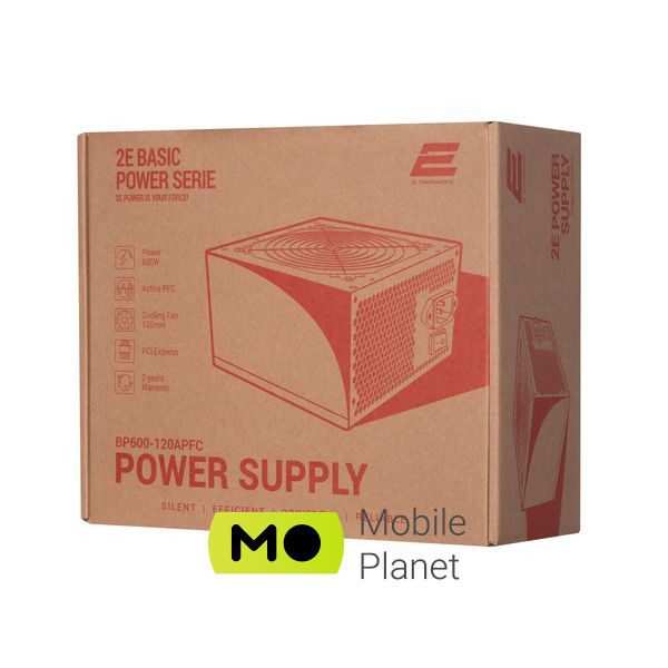 2E BASIC POWER (600W), 80, 120mm, 1xMB 24pin(20+4), 1xCPU 8pin(4+4), 3xMolex, 4xSATA, 2xPCIe 8pin( (2E-BP600-120APFC) (UA) Тип БП для комп'ютерів