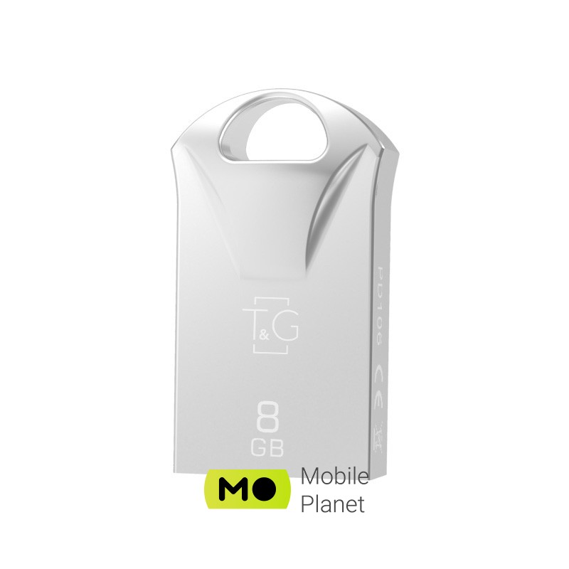 8GB T&G 106 Metal Series Silver (TG106-8G) Інтерфейс: USB 2.0; Обсяг пам'яті: 8